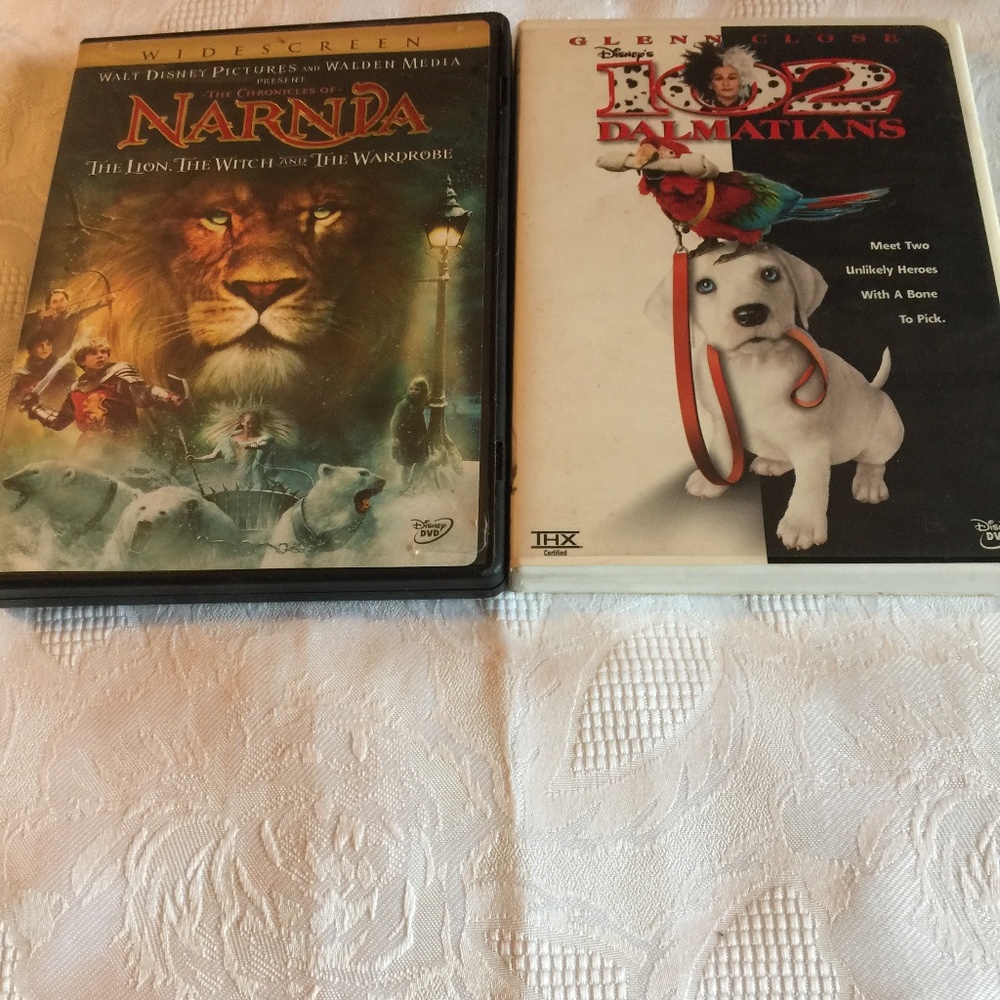 2 sets of DVD’s - The Chronicles of Narnda wide screen and 102 Dalmatians